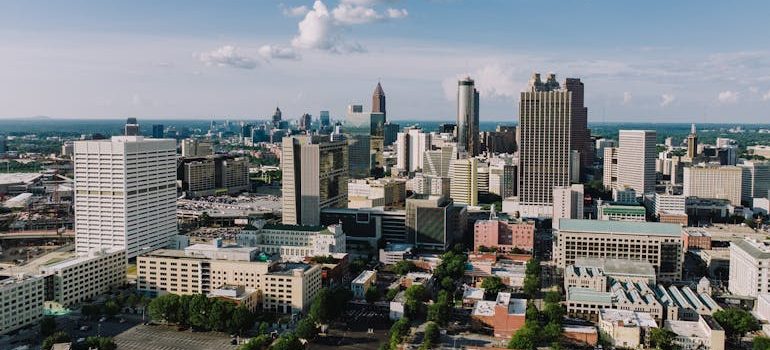 Aerial View of Atlanta Skyline on a Sunny Day